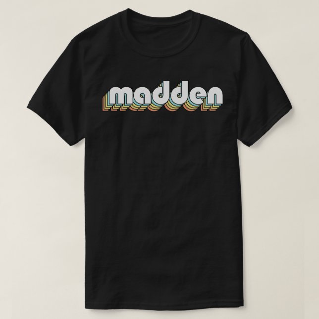 Camiseta Madden Retro Rainbow Tipografia Estilo Desvanecido (Frente do Design)