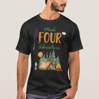 Camiseta Made Four Adventure 4Th Birthday Camping Outdoor T