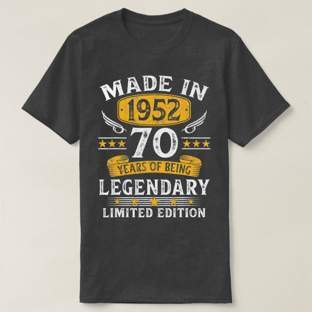 Camiseta Made In 1952 70 Years Old Gifts 70th Birthday Gift (Frente do Design)