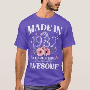 Camiseta Made In 1982 Floral 40 Year Old 40th Birthday Gift