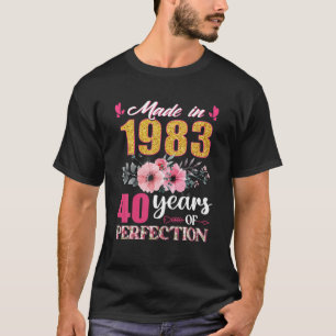 Camiseta Made In 1983 Floral 40 Year Old 40Th Birthday Gift