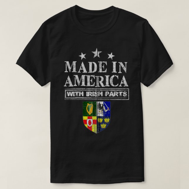 Camiseta Made In America With Irish Parts Proud Ireland Imm (Frente do Design)