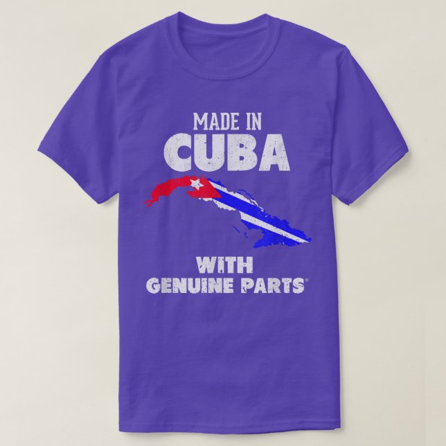Camiseta Made in Cuba with Genuine Parts! Cuban Pride  (Frente do Design)