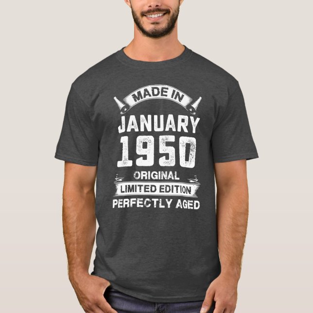 Camiseta Made In January 1950 Birthday Gifts For 70 Years g (Frente)