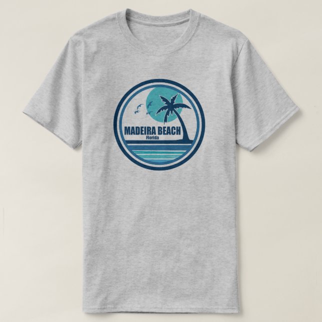 Camiseta Madeira Beach Palm Tree Birds (Frente do Design)