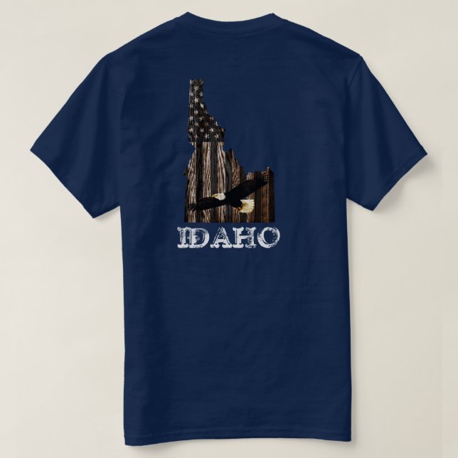 CAMISETA MADEIRA BURNT BALD EAGLE - IDAHO PATRIOT BLK (Verso do Design)