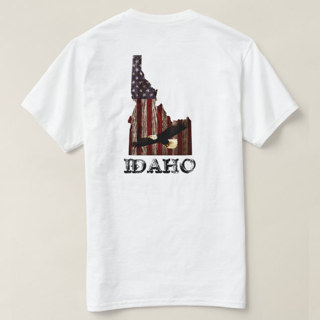 CAMISETA MADEIRA BURNT BALD EAGLE - IDAHO PATRIOT CLR (Verso do Design)