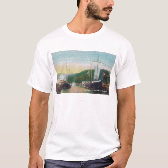 Camiseta Madeira serrada da carga na cena das escunas (Frente)