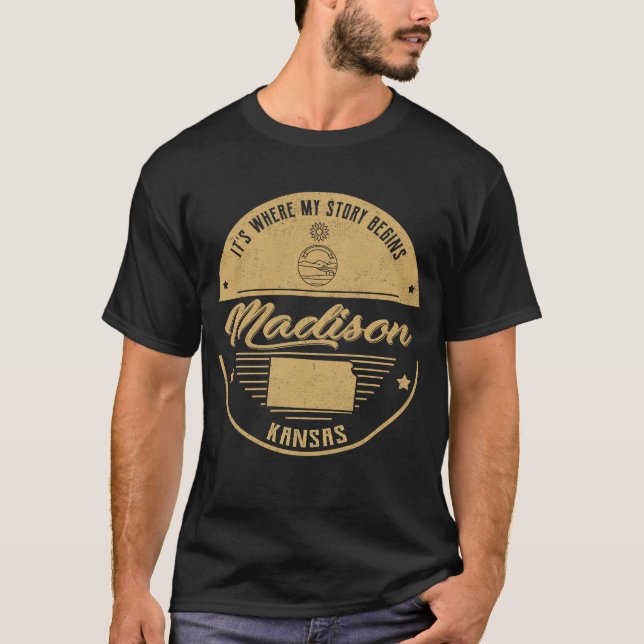Camiseta Madison Kansas É onde minha história começa (Frente)