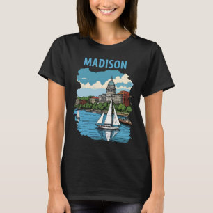 Camiseta Madison Wisconsin Capitólio Viagem Retro