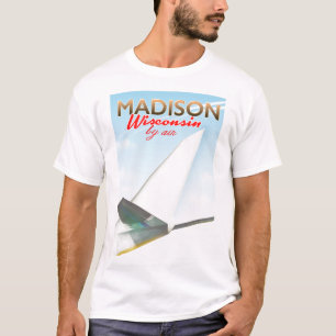 Camiseta Madison Wisconsin EUA Cartaz de voo vintage