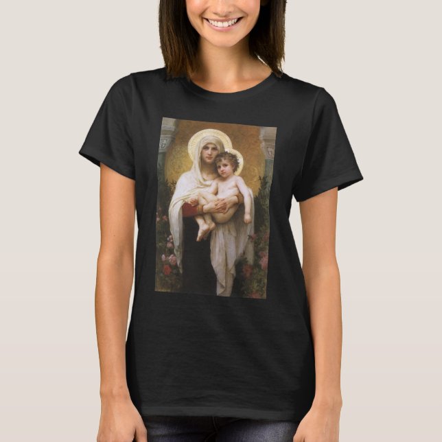 Camiseta Madona das Rosas por Bouguereau (Frente)
