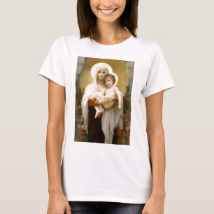 Camiseta Madonna dos rosas e da criança infantil Jesus