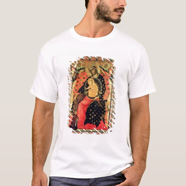 Camiseta Madonna e criança Enthroned com as duas pessoas (Frente)