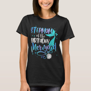 Camiseta Madrasta da família da sereia de aniversário combi