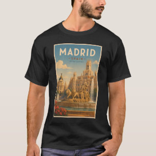 Camiseta Madrid Espanha Fonte Cibeles Ilustração Viagem