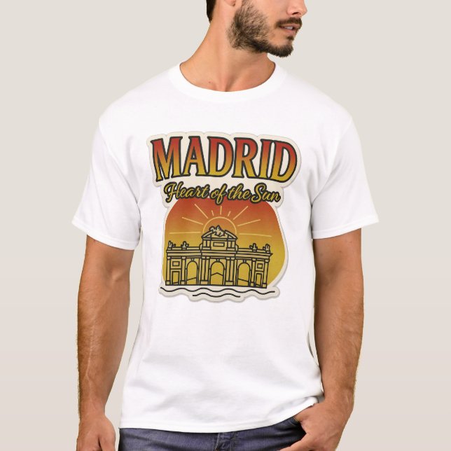 Camiseta Madrid Heart of the Sun – Warm City Sunset Art (Frente)