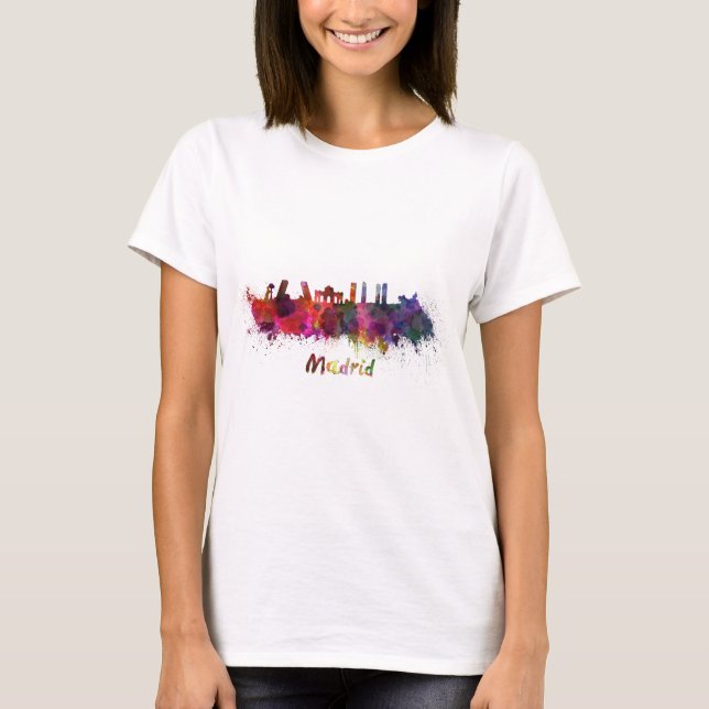 Camiseta Madrid skyline in watercolor (Frente)