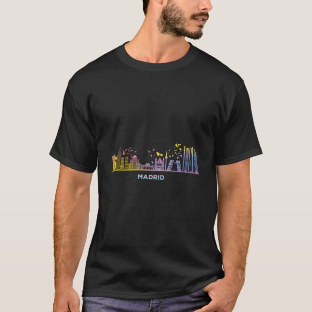 Camiseta Madrileno Skyline Colorful Cityscape Madrid (Frente)