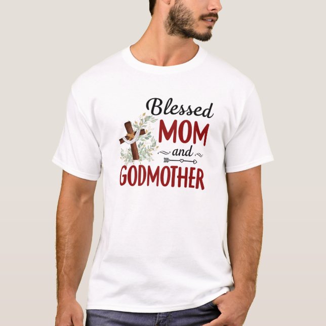 Camiseta Madrinha Abençoada Para Mulheres Flores Madrinha (Frente)