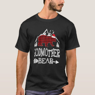 Camiseta Madrinha Bear Natal Pajama Xadrez Vermelha Buffalo