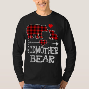 Camiseta Madrinha Bear Natal Pajama Xadrez Vermelha Buffalo
