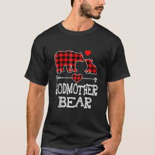 Camiseta Madrinha Bear Natal Pajama Xadrez Vermelha Buffalo