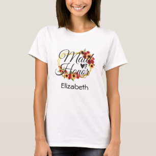 Camiseta Madrinha de casamento Girassóis Rosas Floral Prese