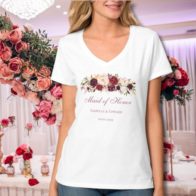 Camiseta Madrinha de casamento Rosa Rosa Rosa Rosa Rosa Ros (Criador carregado)