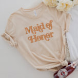 Camiseta MADRINHA DE CASAMENTO teórica da TRIXIE Retro 70<br><div class="desc">Esta camisa de madrinha de casamento apresenta uma fonte temática retrorada dos anos 70 com uma cor laranja cremosa. Esta camisa faz o presente perfeito para toda a festa de casamento. Basta pesquisar a Coleção Trixie para encontrar todo o texto de coordenação. 💜 CORES SÃO EDITÁVEIS! Clique em 'editar design'...</div>
