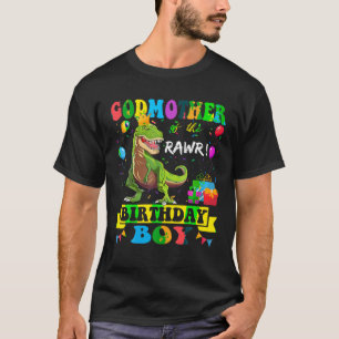 Camiseta Madrinha do Birthday Boy T Rex RAWR Dinossaur