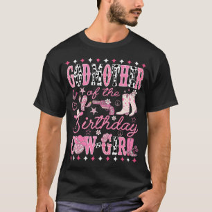 Camiseta Madrinha do Rodeio Rosa da Cow-Girl de Aniversário