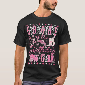 Camiseta Madrinha do Rodeio Rosa da Cow-Girl de Aniversário