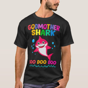 Camiseta Madrinha-Madrinha Presente Um Bebê-Tubarão Engra
