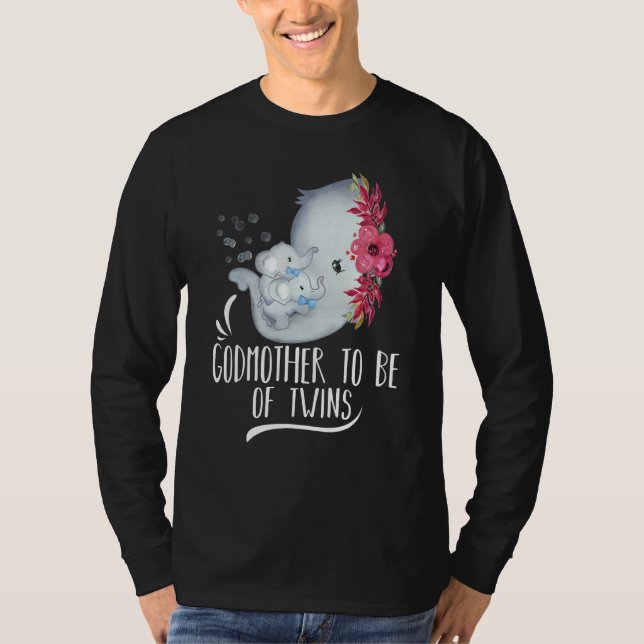 Camiseta Madrinha Para Ser De Gêmeos Bebês Elefante B (Frente)