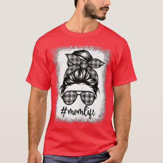 Camiseta Mãe A vida soprou o preto e Xadrez branco estragad