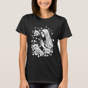 Camiseta Mãe Abençoada Maria Mãe de Jesus Rosas Nossa Senho