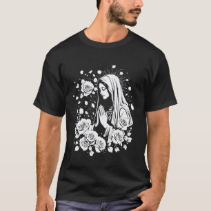Camiseta Mãe Abençoada Maria Mãe de Jesus Rosas Nossa Senho