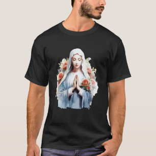 Camiseta Mãe Abençoada Maria Mãe de Jesus Rosas Nossa Senho