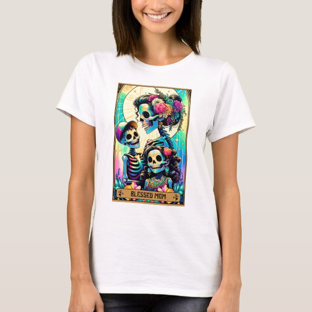 Camiseta Mãe abençoada, Skeleton Tarot Card (Frente)