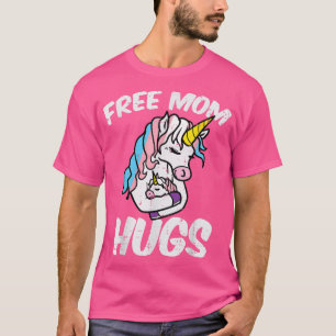 Camiseta Mãe Abraça Unicórnio Bandeira do Orgulho Transgêne