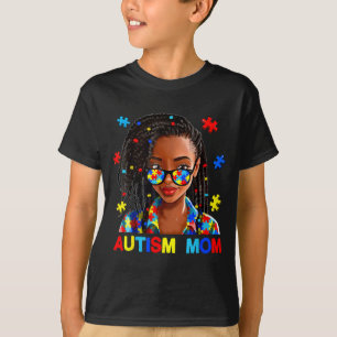 Camiseta Mãe Afro-Americana Negra Autismo Afro Conscientiza
