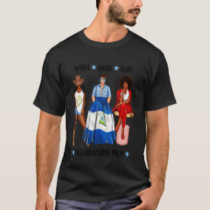 Camiseta Mãe Afro-Nicaraguense Bandeira da Nicarágua Mamãe