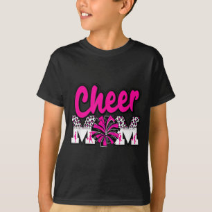 Camiseta Mãe alegre letras rosa choque leopardo preto cheer