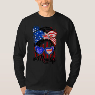 Camiseta Mãe Americana A Vida Mensageira Bun Óculos Solares