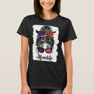Camiseta Mãe Americana A Vida Mensagem Bun Usa Bandeira 4 D