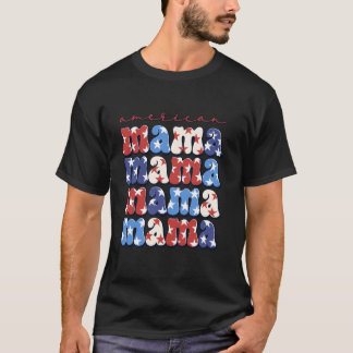 Camiseta Mãe Americana Em 4 De Julho Dos Estados Unidos Ban