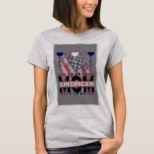 Camiseta Mãe Americana T-Shirt - Patriotic USA Flag Balloon
