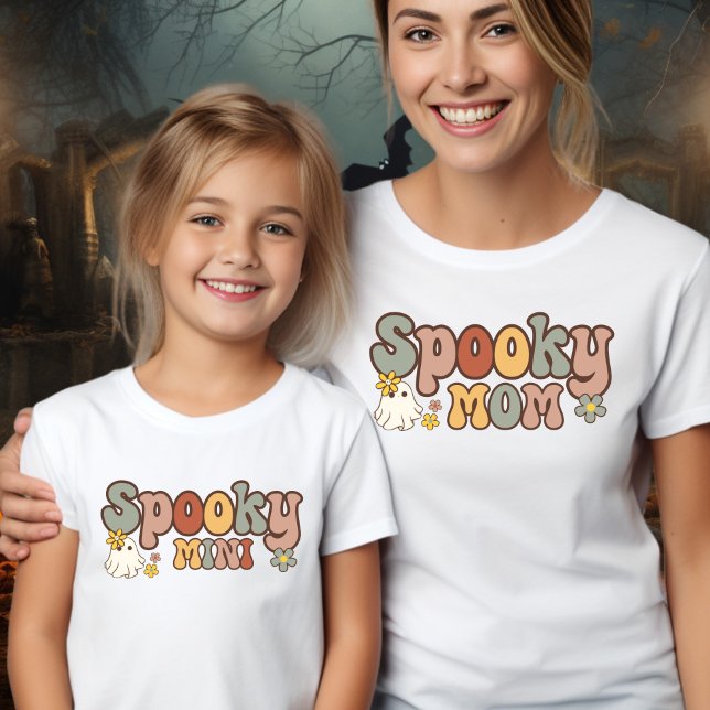 Camiseta Mãe Assustadora Retro Mãe e Filha Combinando Roupa (Criador carregado)