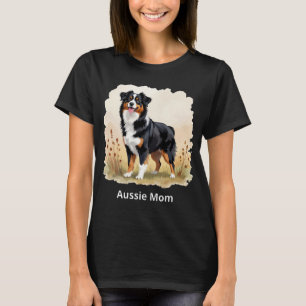 Camiseta Mãe Aussie Pastor Australiano Preto Tricolor